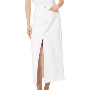 White Midi Skirt with Front Slit